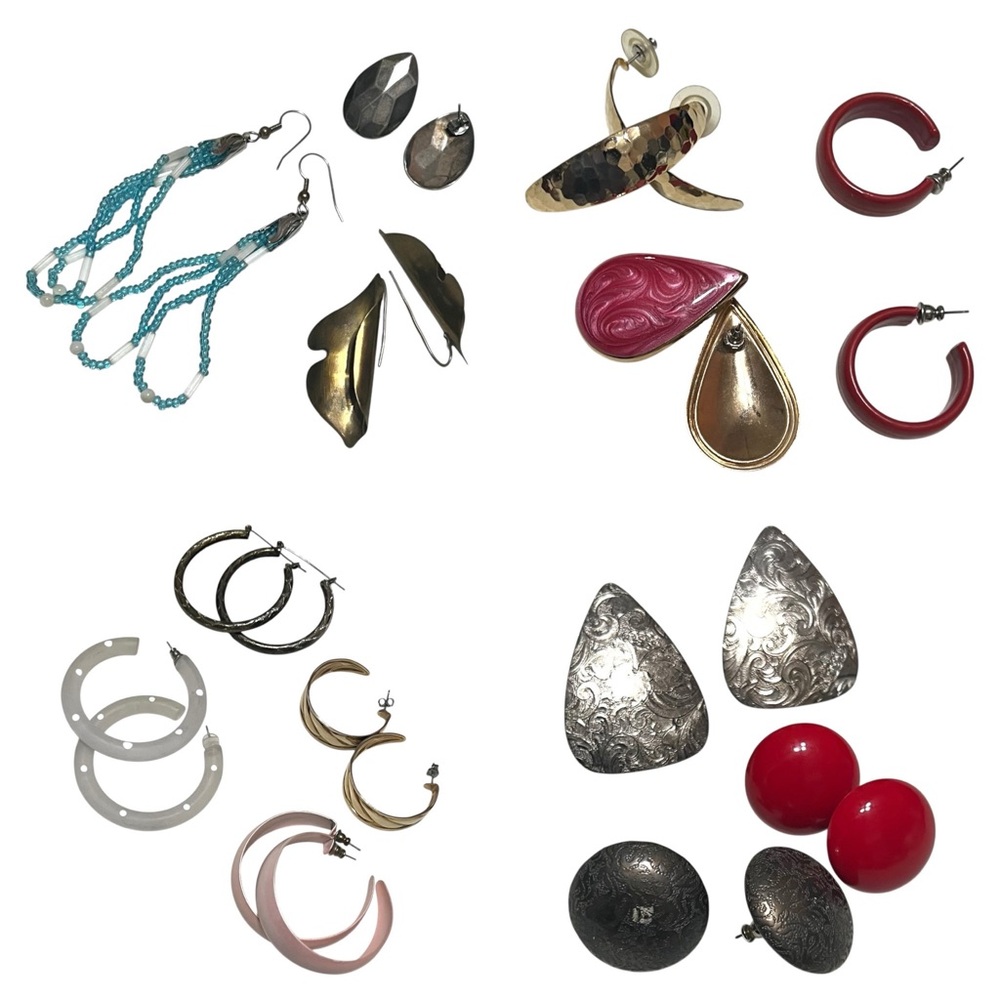 Vintage 80s 90s Costume Jewelry Lot of 18 Fashion Earrings Mixed Styles & Colors - Picture 2 of 16
